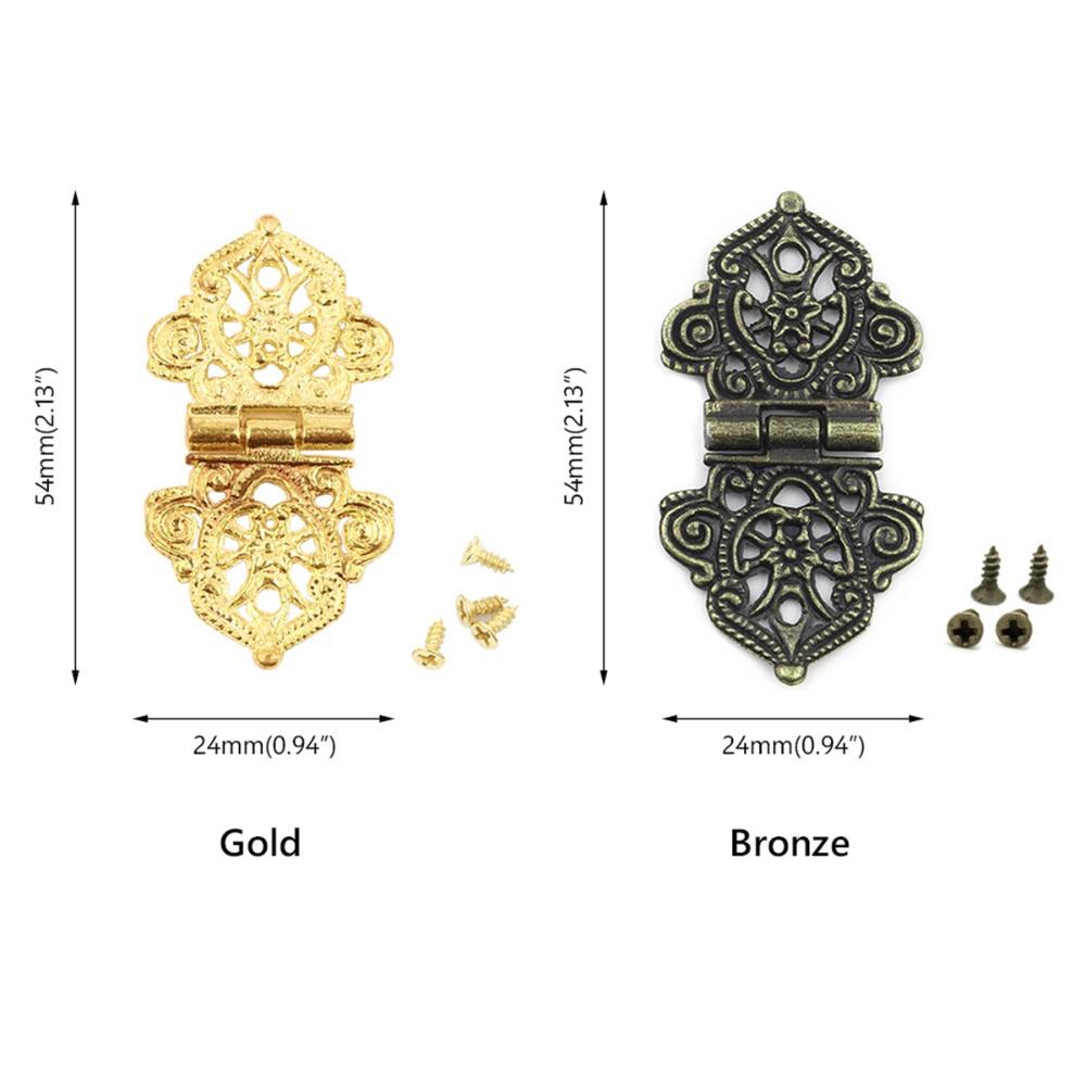 Wooden Box DIY Mini Vintage Alloy Chinese Style Butt Hinges Furniture Hardware Hollow Flower Antique