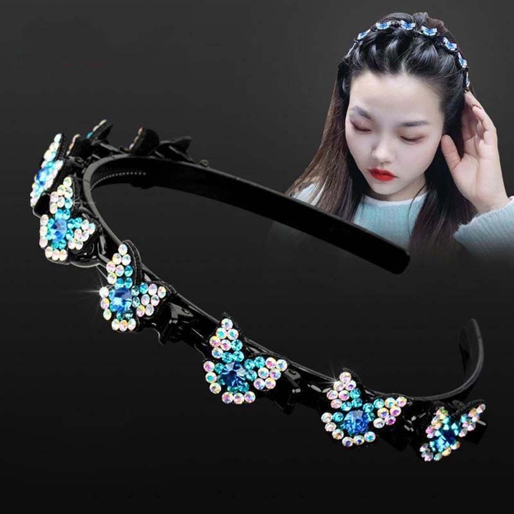 Twinkle Elegant Hair Bands with Clips Sweet Shiny Women Butterfly Hair Hoop Plastic Headwear Bangs Clip Headband Female