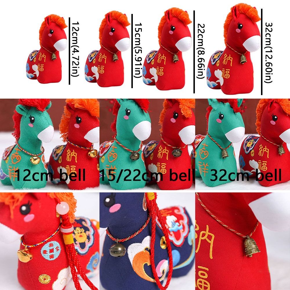 Traditional 12/15/22/32cm 2026 Horse Stuffed Toys Good Letter Print Cute Pony Plush Doll Embroidery Embroidered New Year Mascot Lunar New Year
