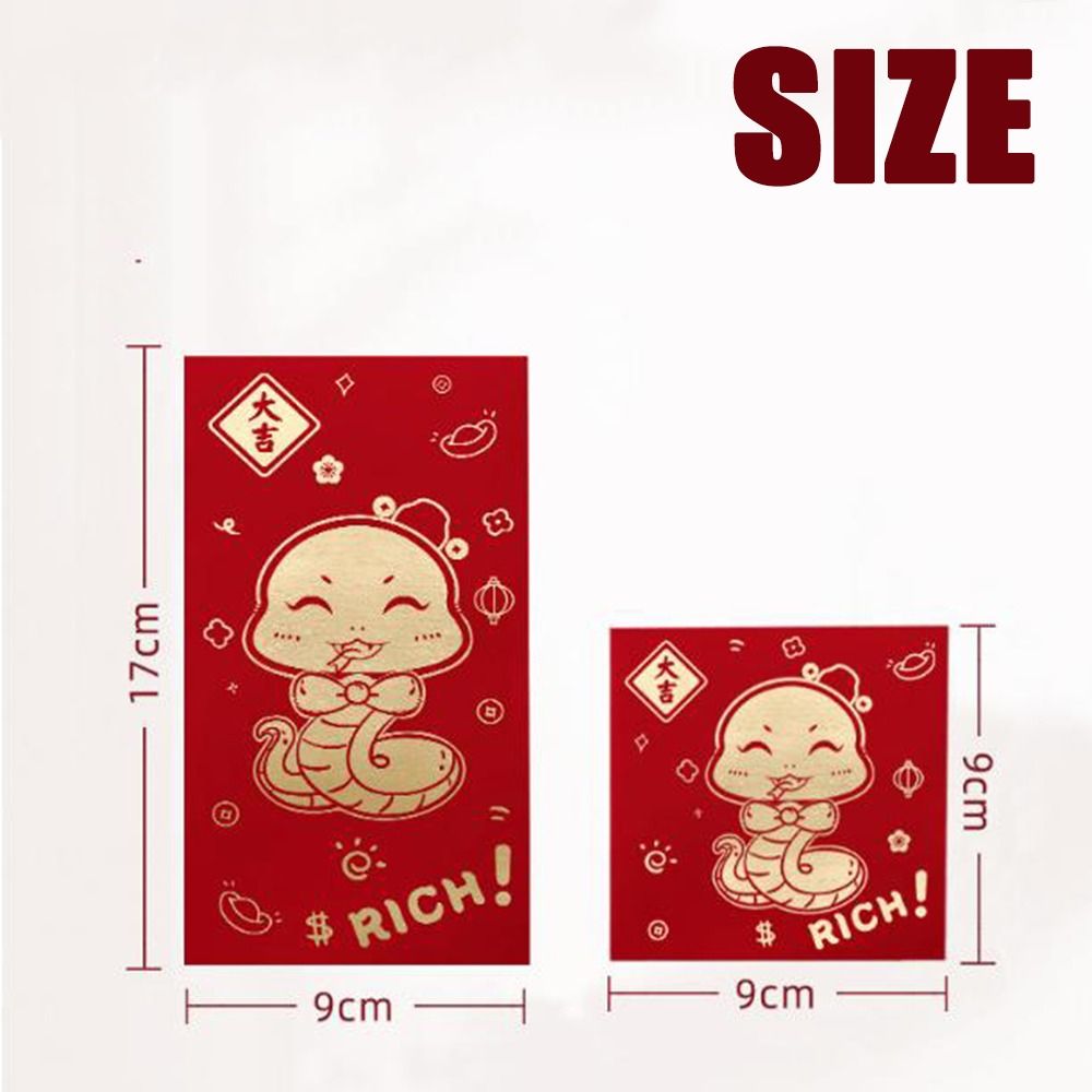 10Pcs Gifts Packing Bags Creative Chinese Red Envelopes Paper Year of The Snake Good Red Packets Cartoon Blessing Money Bag Wedding Birthday