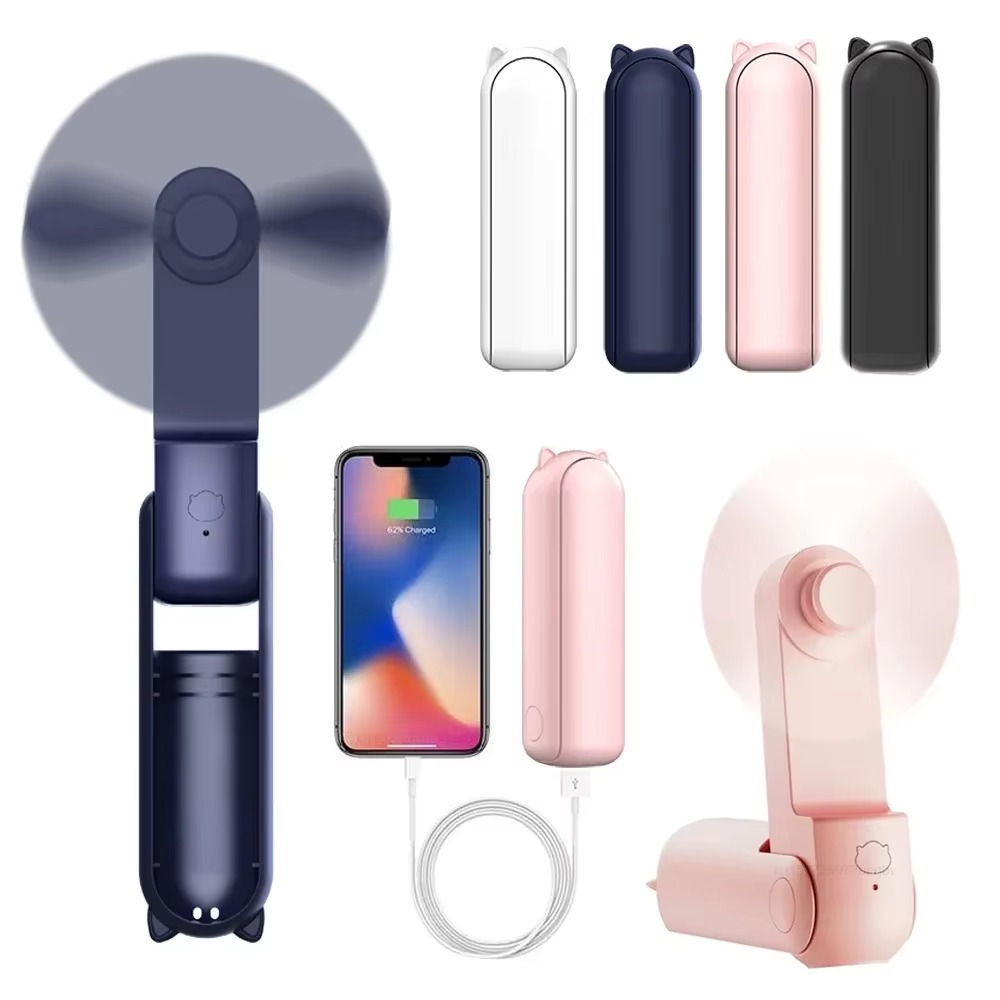 Powerful Rechargeable Portable Mini Handheld Fan 3 Speed Adjustable Small Pocket Fan Quiet 2000mAh Folding Cooling Hand Fan Outdoor