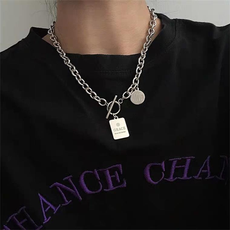 【Special offer】Titanium steel non-fading coin necklace women's summer clavicle chain new trendy ins hip-hop cold style sweater chain men