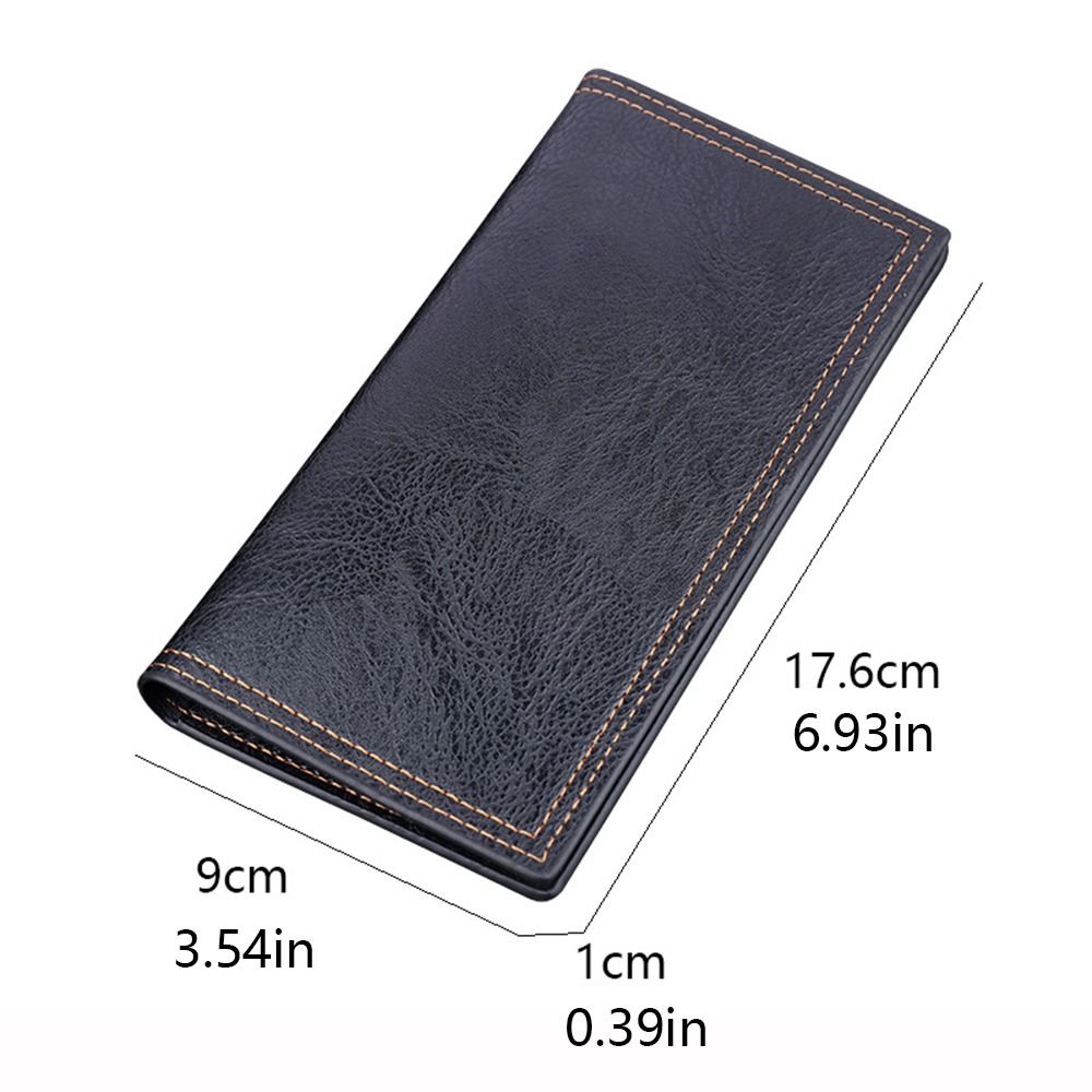 Portable Oil Wax 2 Fold Purse Multi-position Thin Men's Long Wallet Leisure Wear-resistant Men's Hand Bag Male