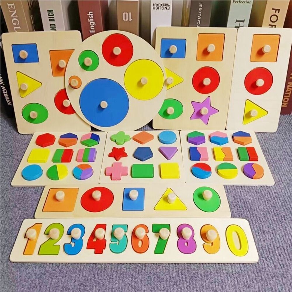 Children Educational Game Adults Sensorial Early Cognition Puzzles Educational Puzzles Board Hand-on Ability Geometric Shape Board Hand Grabbing Board 3D Puzzle Activity Board 3D Geometric Board