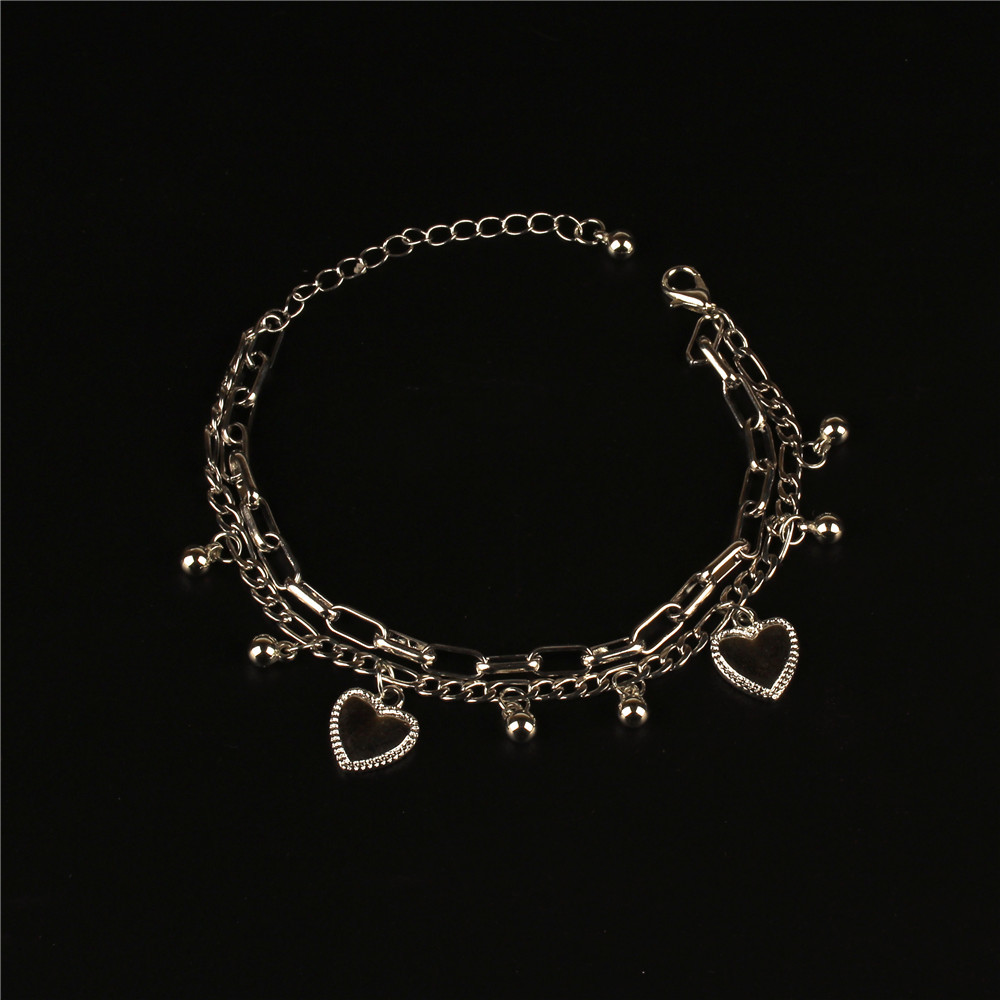 【Prices are low- Now don't beslow】Japanese and Korean Harajuku Style Fashion Hip Hop Sweet Bracelet Trendy Street Beat Accessories Cool Love Double Layer Bracelet for Women