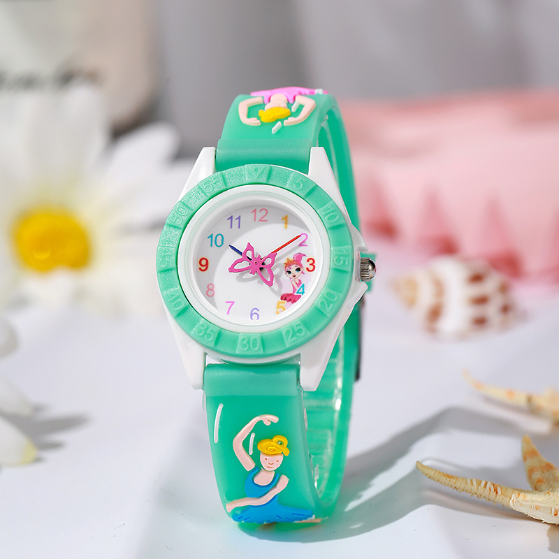 【New arrival】2024 New Plastic Case Colorful Digital Butterfly Needle Cartoon Little Girl Quartz Silicone Bracelet Watch