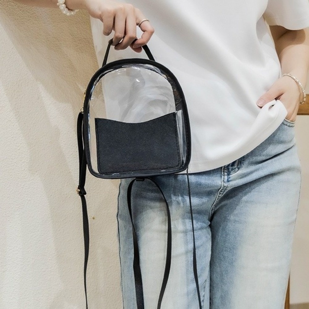 Storage Bag PVC Transparent Backpack Transparent with Small Bag Jelly Shoulder Bag Clear Zipper Crossbody Bag Gym