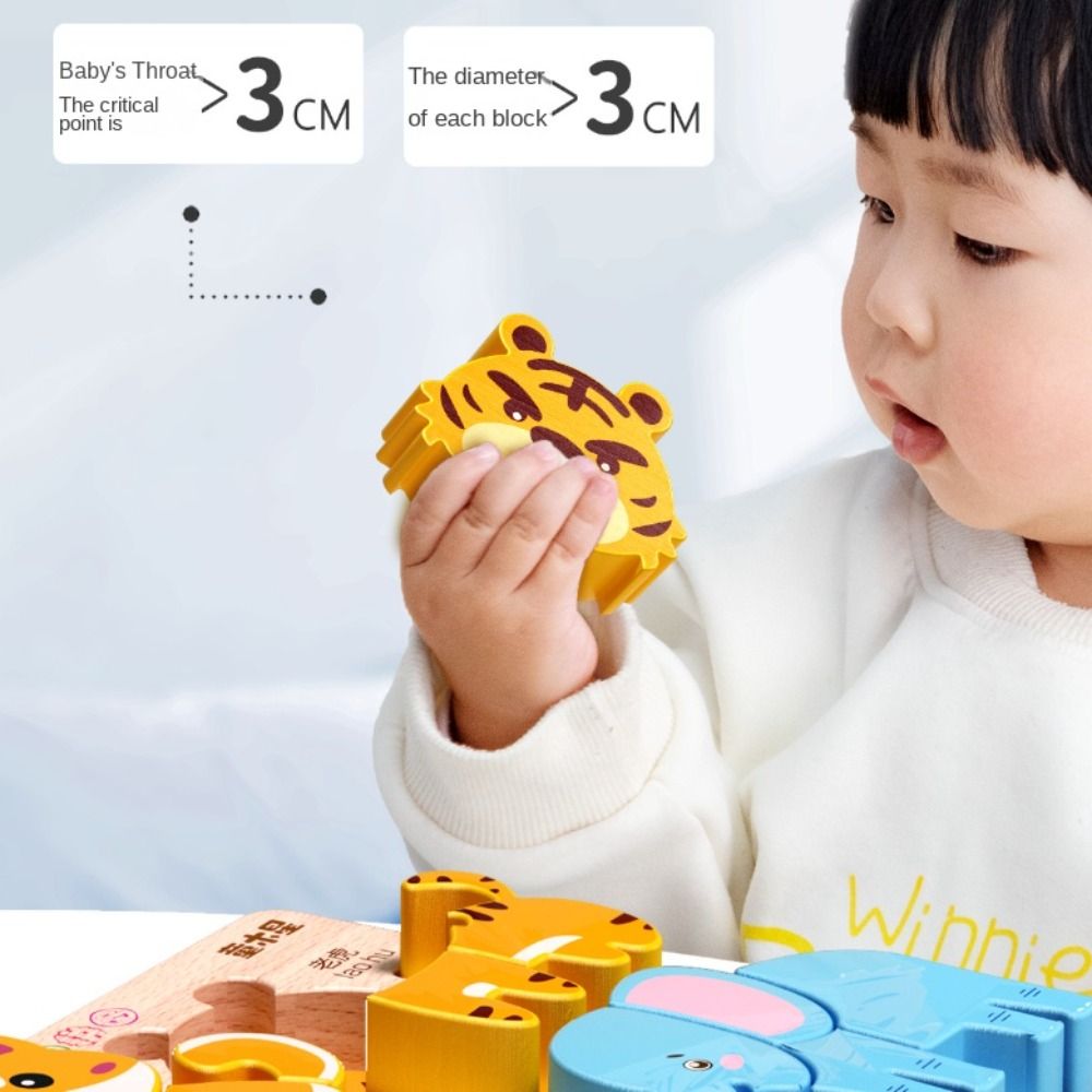Early Learning Toys 4 in 3D Wooden Puzzles Educational Intelligence Wooden Rainbow Blocks Puzzle Fruit Cartoon Wooden Toddler Puzzles Children