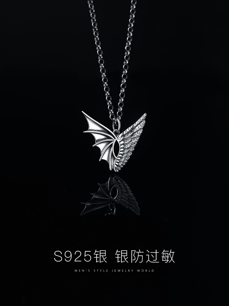 【Must-have】1541 "Devil Angel" Necklace Men's Trendy Niche American Style New Men's Summer Simple Pendant