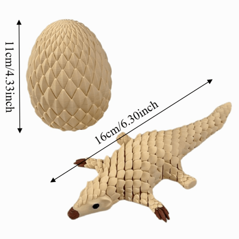 Collectible Creative 3D Printed Pangolin Figurine Realistic Durable Pangolin Sculpture Flexible Joint with Egg Decorative Pangolin Figures Desktop Decor