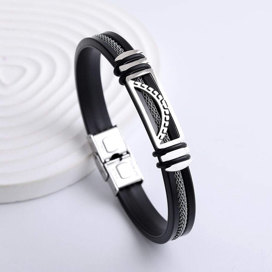 【Cheap】Fashion New Elegant Bracelet Black Color Woven Leather Stainless Steel Buckle Bracelet Men's Universal Bracelet