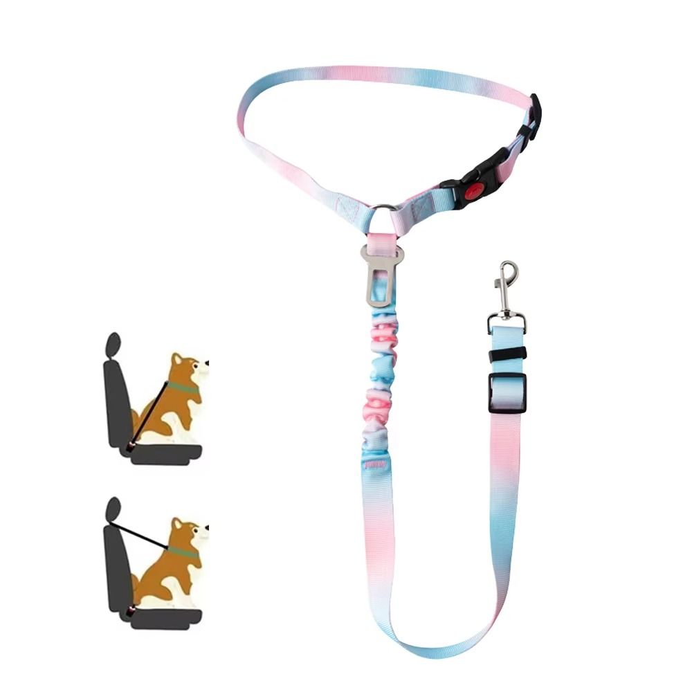 Stylish Adjustable Dog Car Seatbelt Universal Secure Buckle Headrest Restraint Seat Belt Easy To Install Gradient Color 2-in- Pet Seat Belt Travel