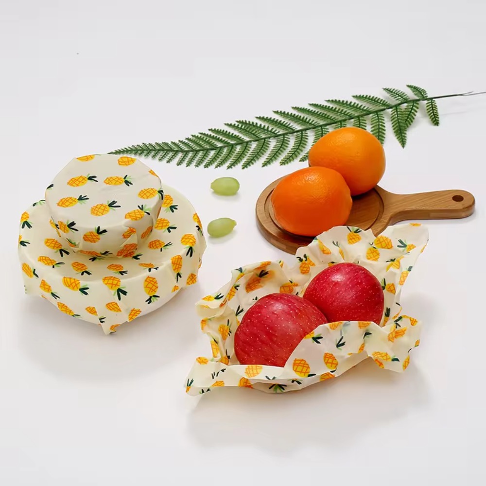 3pcs/Set Household Reusable Beeswax Wrap Paper Natural Organic Fresh Keeping Cloth Plastic Free Sustainable Food Wrapping Paper Fruit