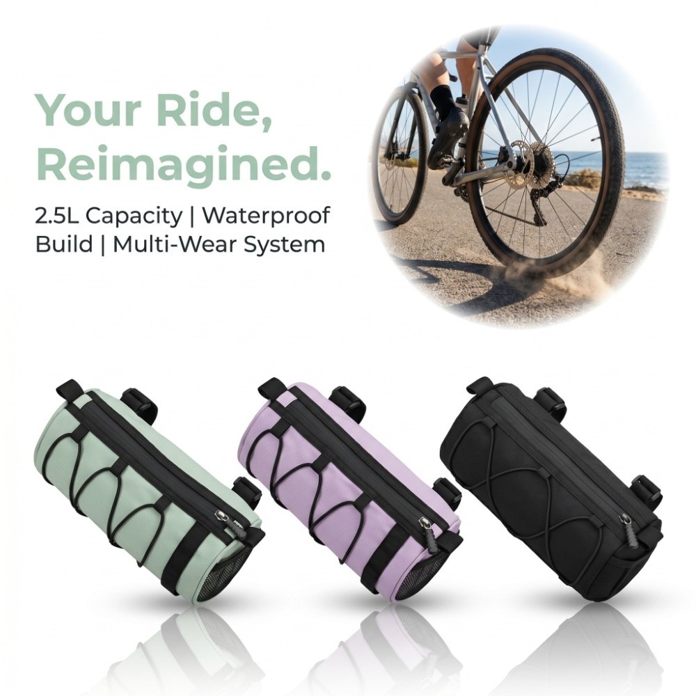 Carry Bag Waterproof Bicycle Front Tube Bag Multifunctional Durable Bicycle Handlebar Bag Portable Adjustable Cycling Storage Bag Outdoor Use