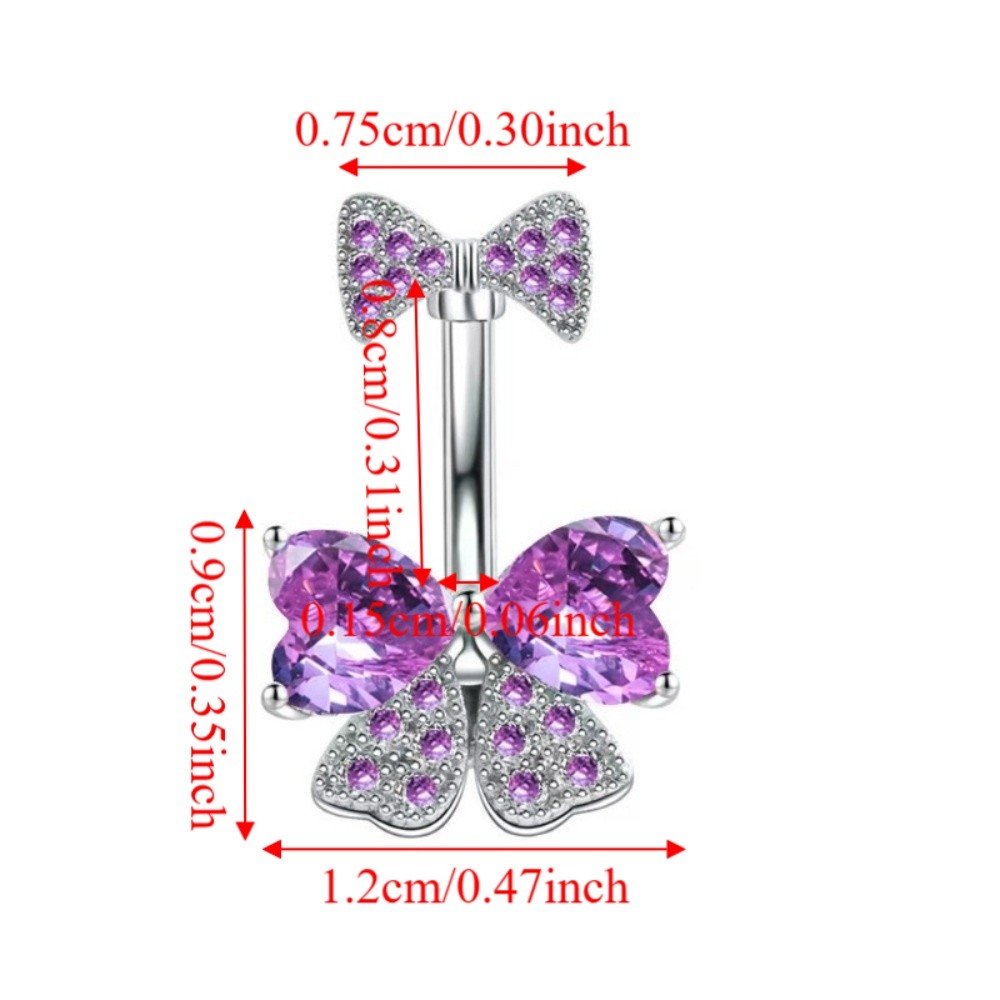 Cute Elegant Belly Button Rings Stainless Steel Navel Piercing Jewelry Barbell Style Body Jewelry Pink Bow Belly Rings For Girls