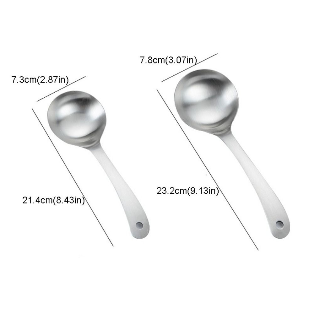 2pcs Durable 304 Stainless Steel Soup Ladle Long Handle Deepen Rice Spoon Rust-proof Serving Scoop Hot Pot