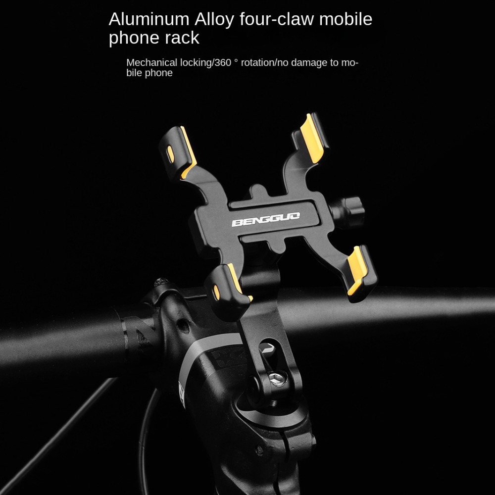 Simple Design Aluminum Alloy 360 Rotatable Bike Phone Holder Adjustable 360 Degrees Rotation Bicycle Mobile Phone Stand Innovative Universal Bicycle Cell Phone Bracket MTB