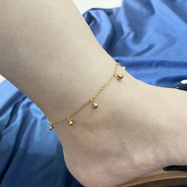 【Must-have】2021 Summer New Mini Small Steel Ball Tassel Pendant Titanium Steel Anklet Ball Ball Foot Ornaments Women's Football Chain Cross Mirror Geometry