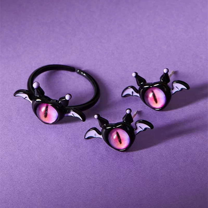 【New Arrivals】Funny cute cute bat monster ring female minority design cartoon index finger opening personalized ring