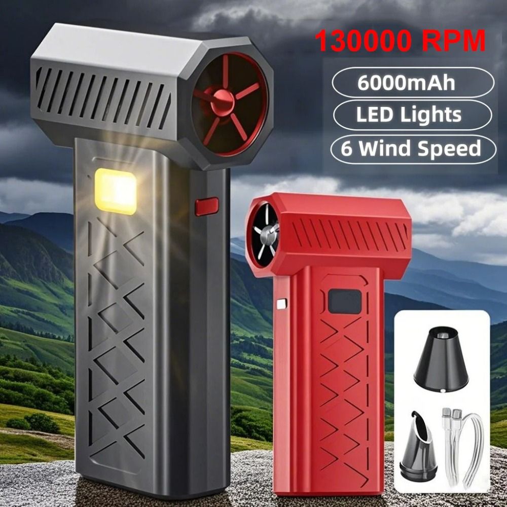 Portable LED Light Brushless Air Blower Adjustable Speed Digital Display Turbo Air Blower Rechargeable Jet Fan Outdoor BBQ