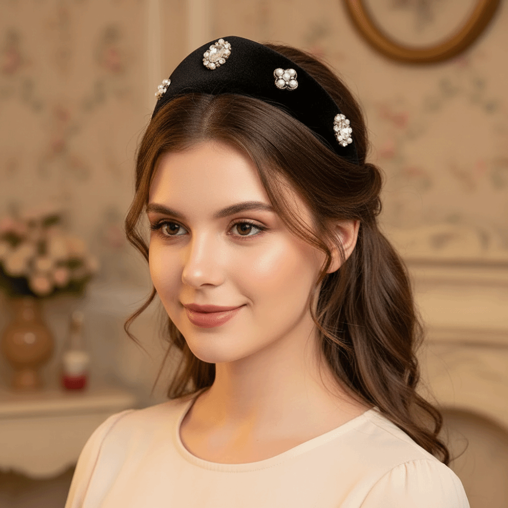 Simple Elegant Velvet Triangle Headband British Baroque Hairband Classical Solid Color Vintage Hair Accessories Banquet