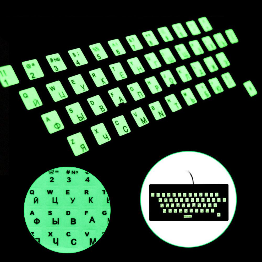 Laptop Keyboard Arabic Russian Letter English Spanish Alphabet Layout Luminous Protective Film Keyboard Stickers
