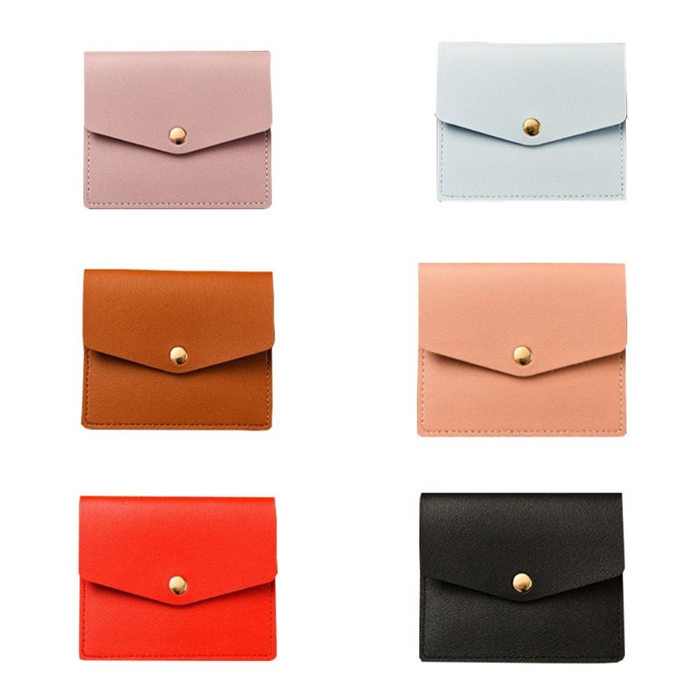 Casual Thin Envelope Card Bag Wallet Coin Purse Mini Wallet PU Snap Button Snap Button Coin Purse Women