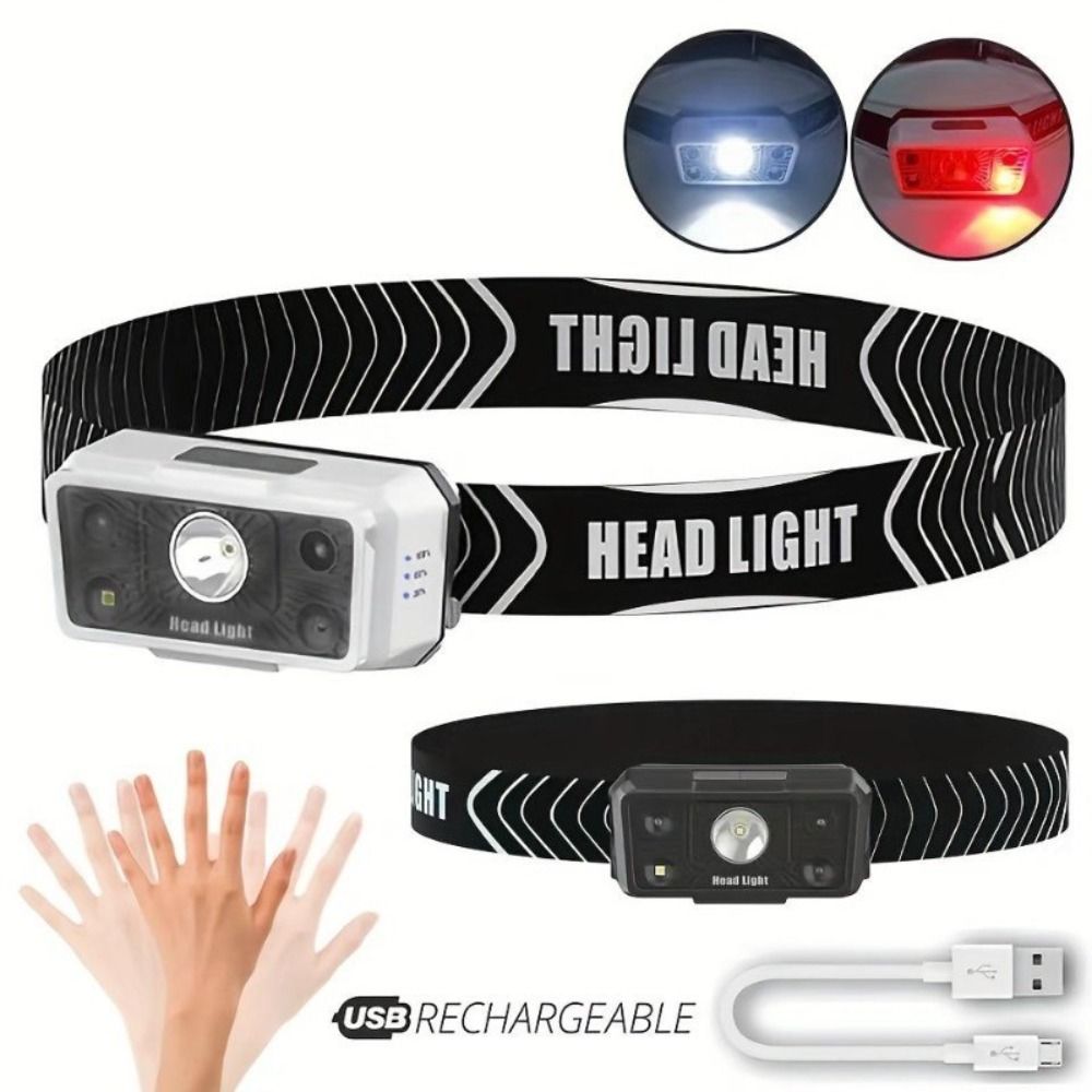 Safety Light Rechargeable LED Headlamp Mini Portable Powerful Hands Free Headlamp Lightweight Bright Beam Rechargeable Headlamp Fishing
