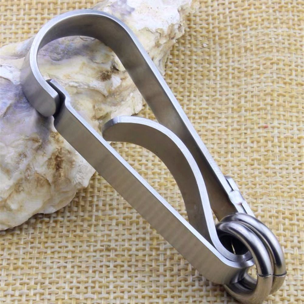 Multi-function Business Style Carabiner Key Clip Theft-resistant Polishing Stainless Steel Men Key Rings Anti-fingerprint Smooth Car Key Chain Birthday Gift