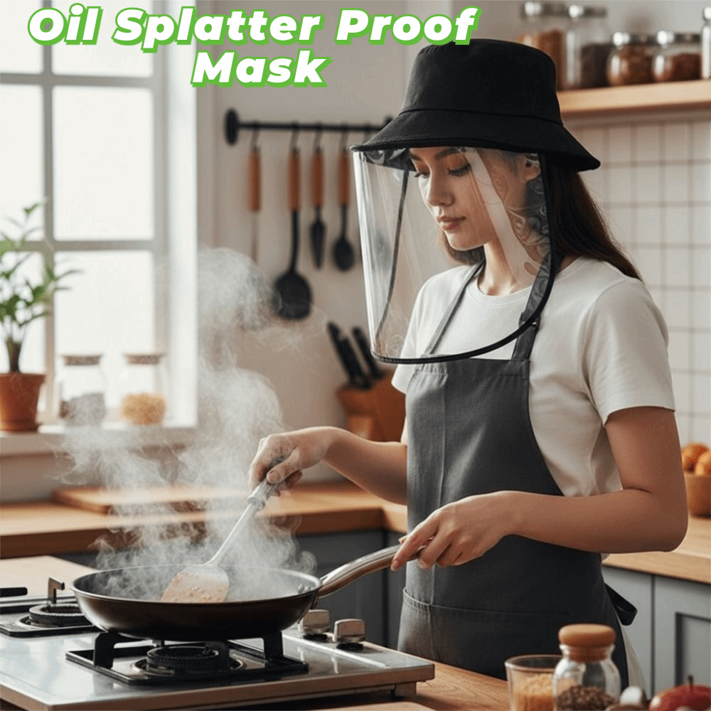 Multifunctional Full-Face Kitchen Oil Splatter Proof Transparent Detachable Cooking Protection Hat Waterproof Anti-Fog Spit-proof Face Shield Fishing