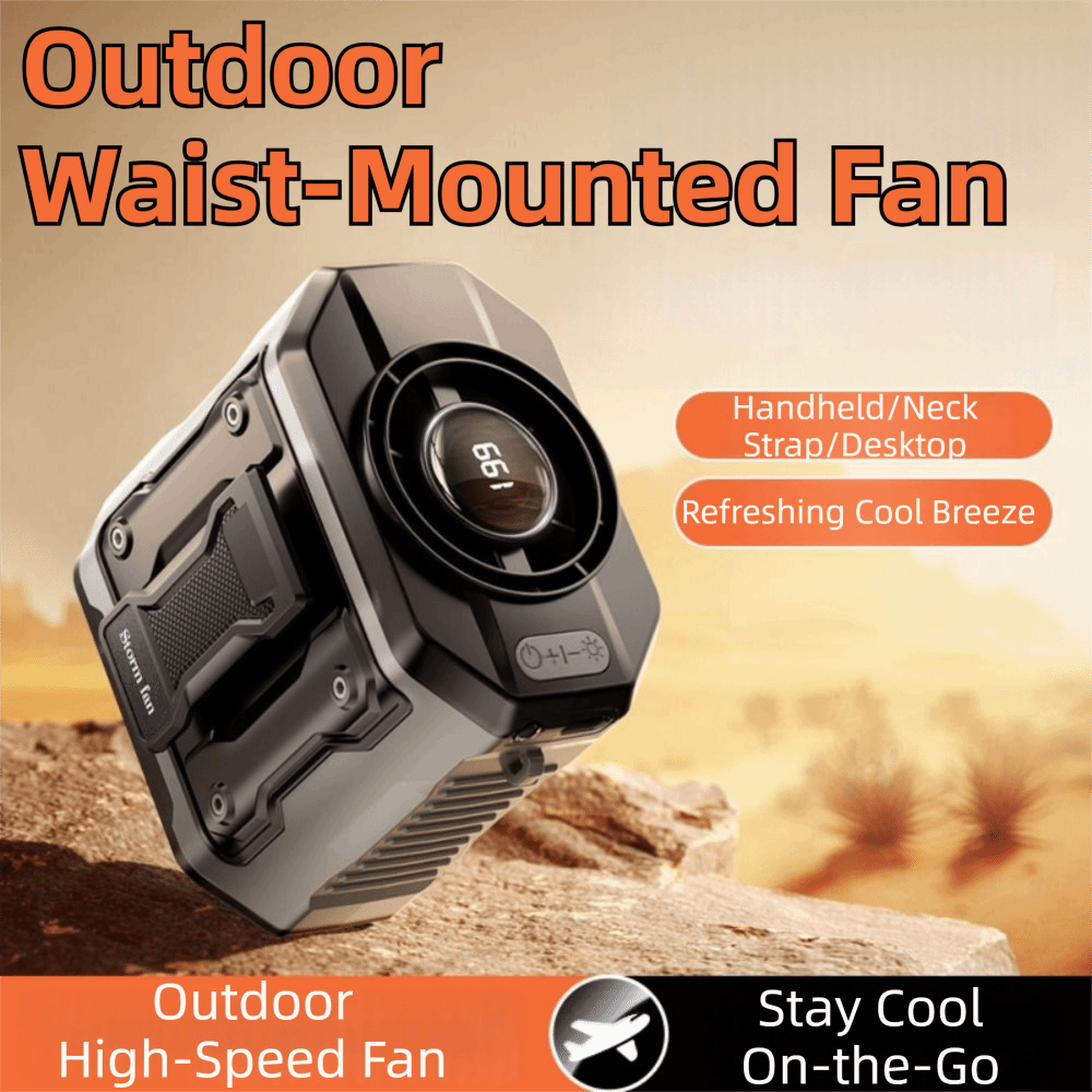 Multifunctional Wearable Waist Mounted Fan 199 Speed Powerful Hanging Neck Fan Portable Wireless Personal Cooling Fan Office
