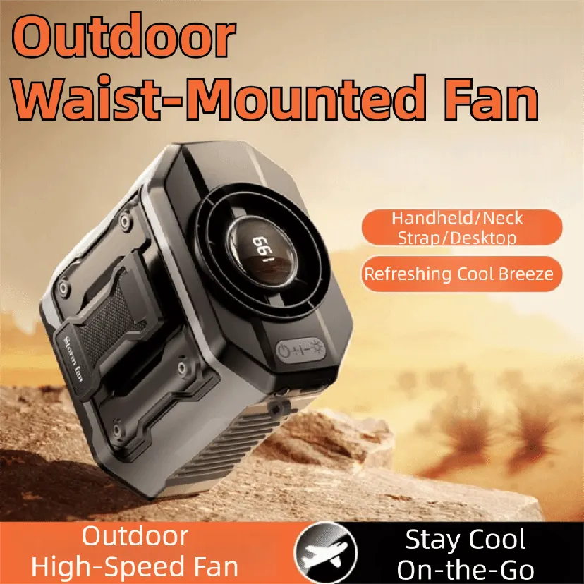 Multifunctional Wearable Waist Mounted Fan 199 Speed Powerful Hanging Neck Fan Portable Wireless Personal Cooling Fan Office
