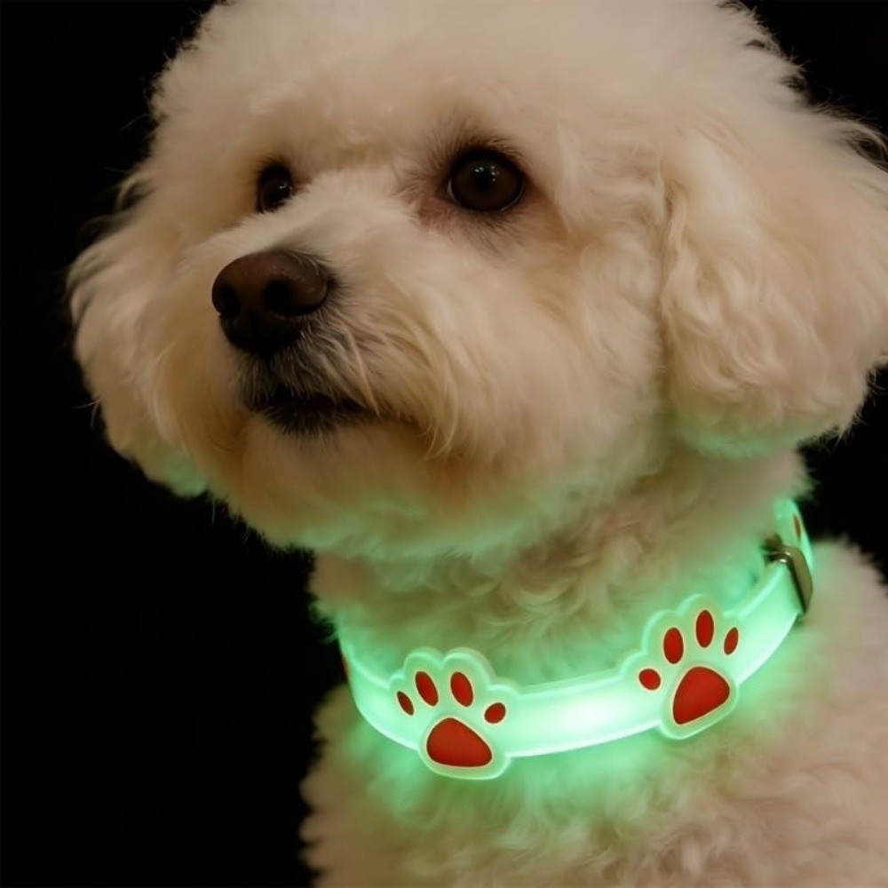 Cute Adjustable Cat Collar Anti-Loss Claw Printed Pet Luminous Collar Silicone Glow In The Dark Dog Collar Small Dogs