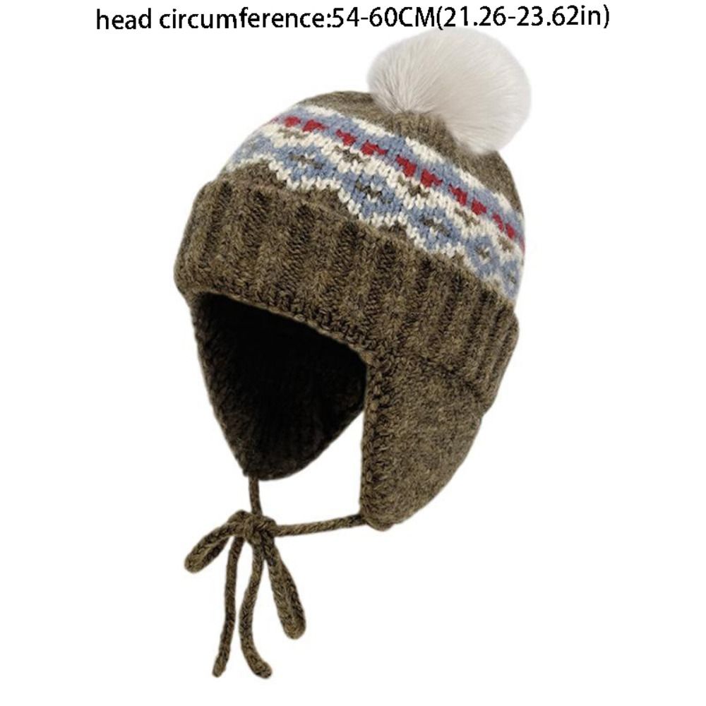 Sweet Warm Jacquard Knitted Hat Printed Wool Fair Isle Style Beanies Retro Cute Ear Protection Hat Outdoor