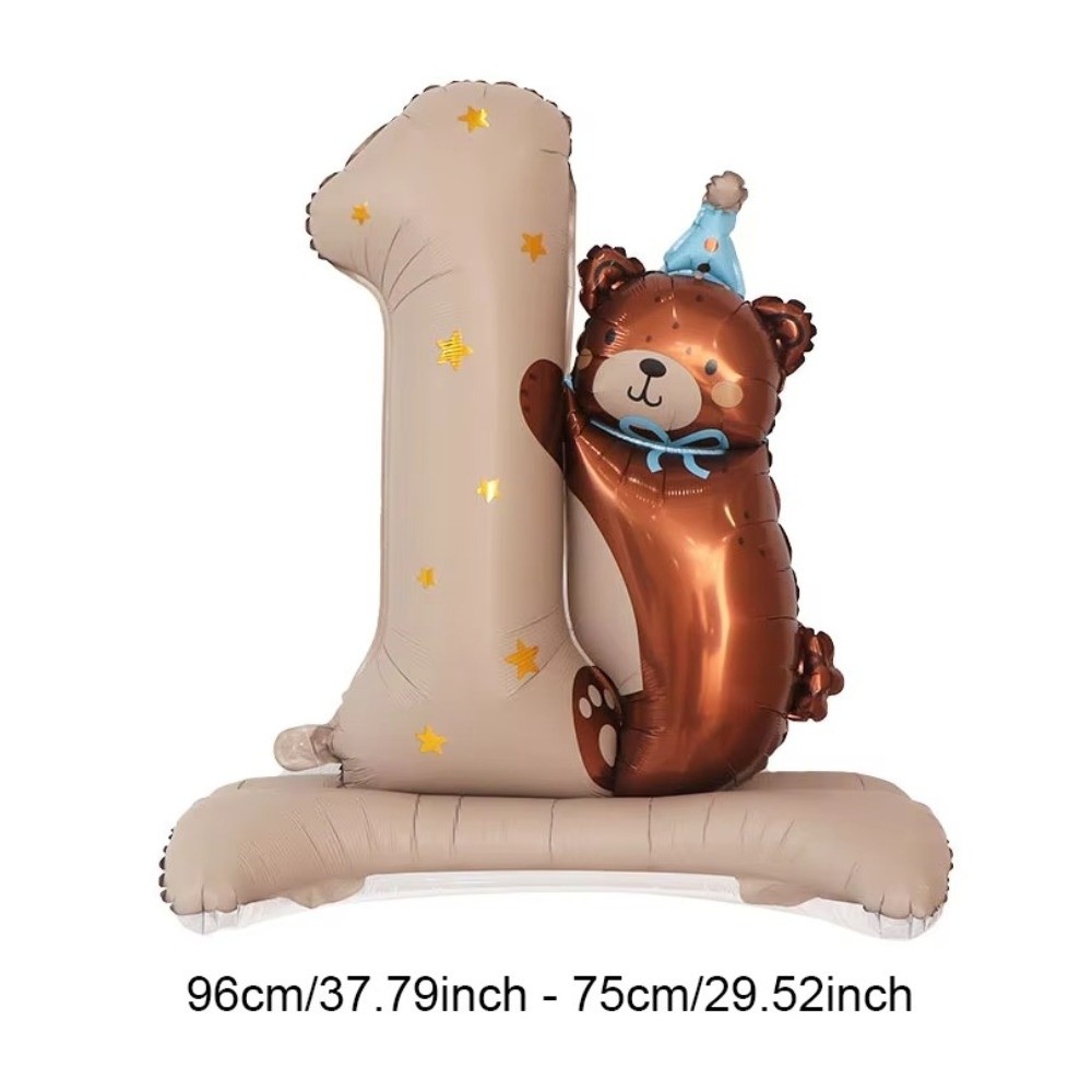 Lovely Bear Cub One Year Old Digital Aluminum Foil Balloon Children's Birthday Party Celebration Decoration Balloon Anniversary