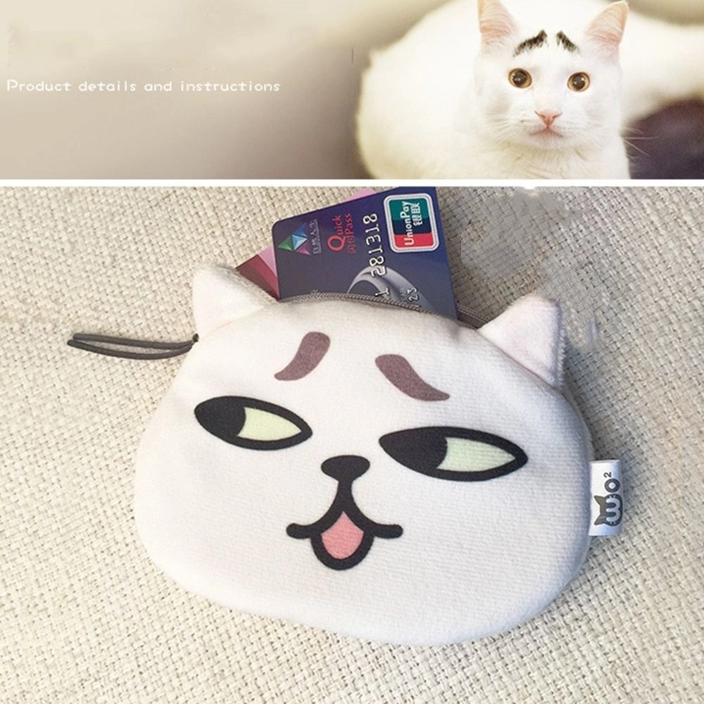 Cute Cat Expression Coin Purse Cute Pattern Cartoon Design Cat Earphone Bags Change Storage Bag Gift