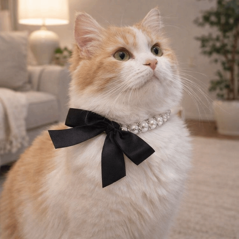Fashionable Adjustable Pet Necklace Bling Elegant Pet Puppy Jewelry Simulated Bow Knot Ribbon Cat Princess Collars Party