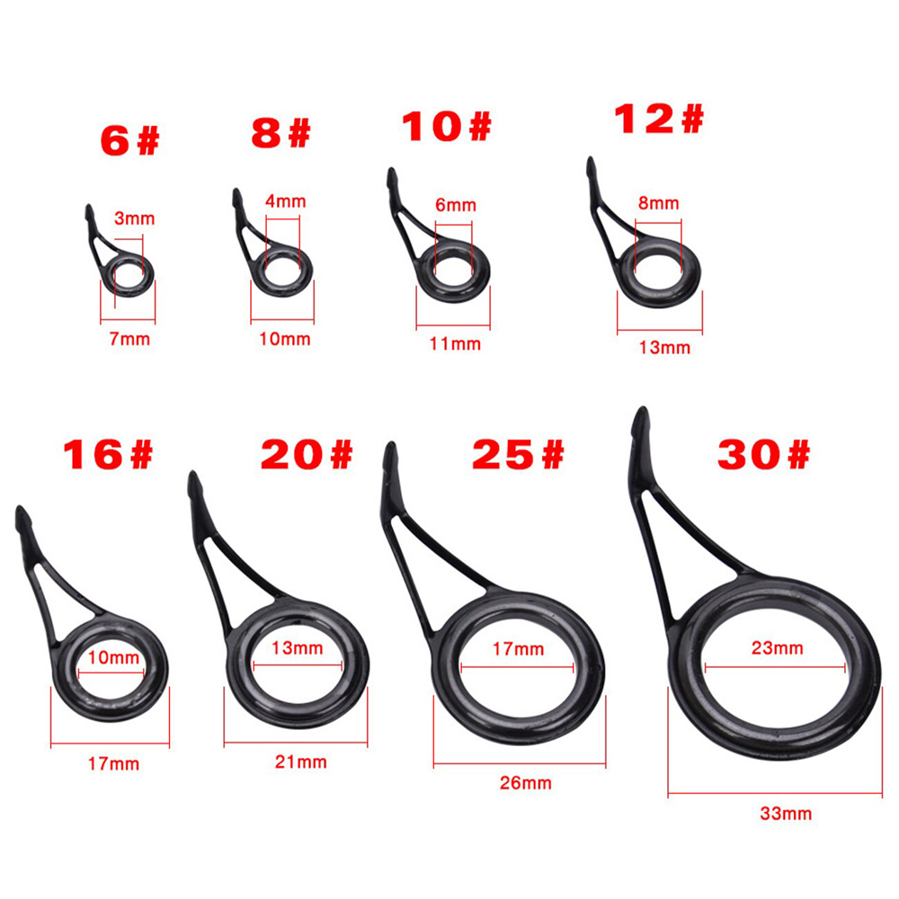 8 Size Repair Kit Set Stainless Steel Eye Guide Fishing Pole Circle Ring Fishing Rod Guide Tip Wire Loop