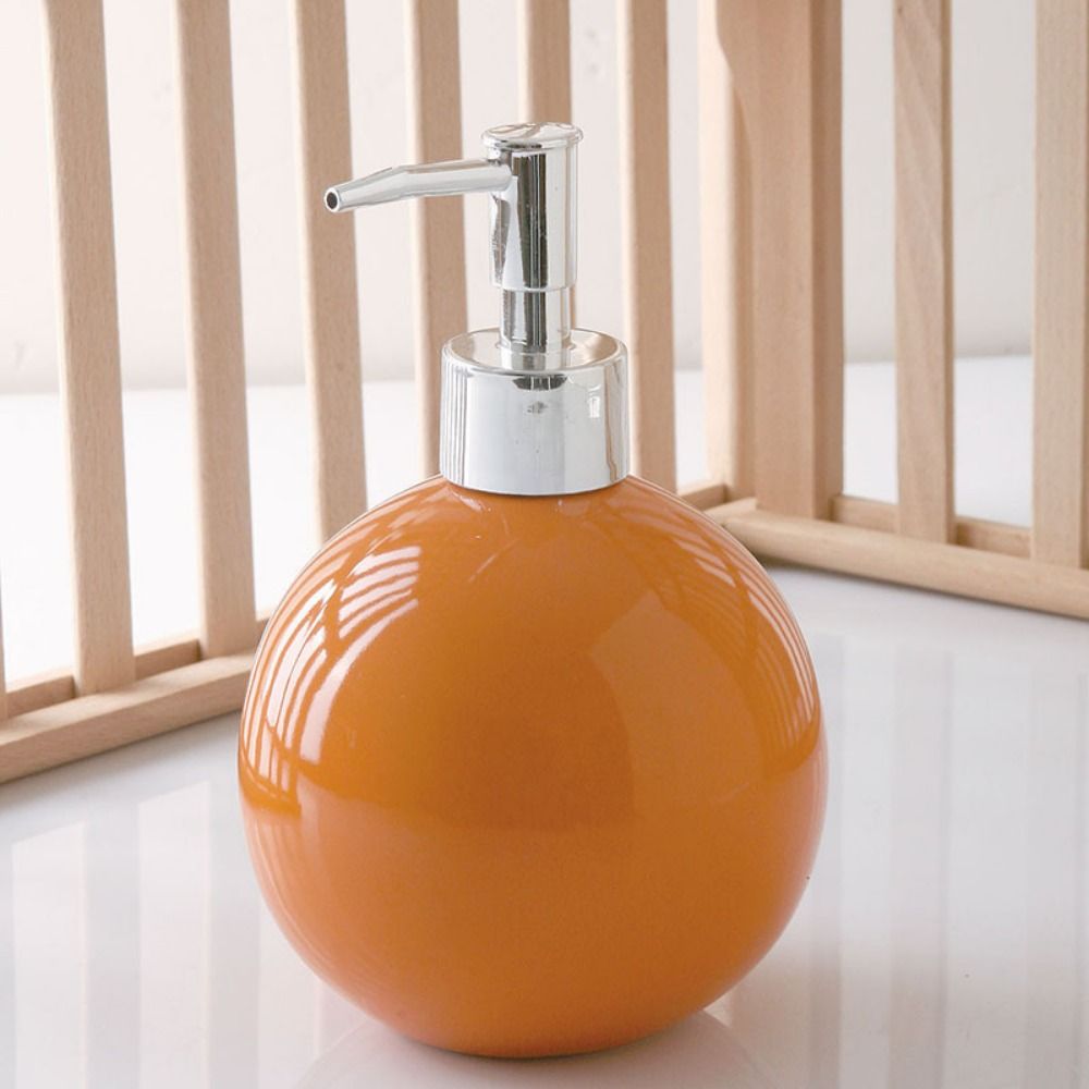 Modern Portable Ceramic Hand Soap Bottle Refillable Reusable Liquid Soap Container Press Type Round Lotion Bottle Countertop