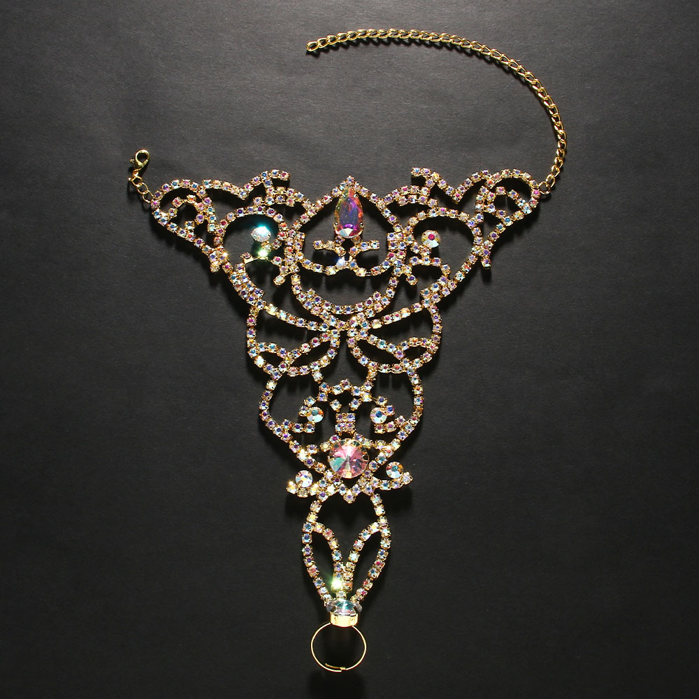 Elegant Colorful -Studded Bracelet Adjustable Shiny Toe Ring Durable Bohemia Style Foot Chain High Heels
