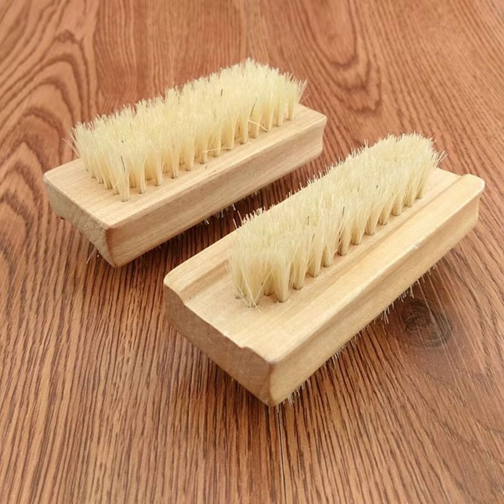 2Pcs Hand Washing Double Sides Nail Cleaning Brush Bristles/Sisal Bamboo Handle Nail Art Scrubbing Brush Portable Remove Dust Nail Gap Cleaning Tool Manicure Accessories