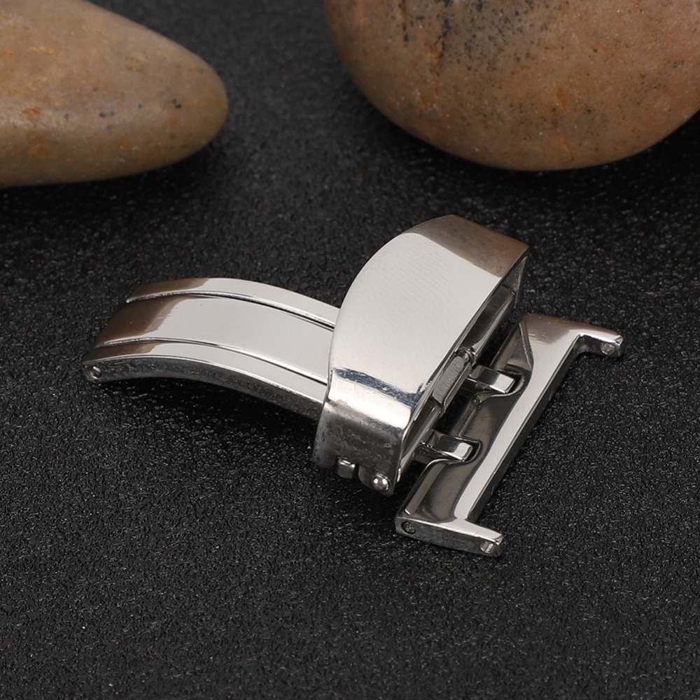 Practical Stainless Steel Watch Clasp Single Fold Silver Color Watchband Clasp Deployment Clasp Watch Replacement