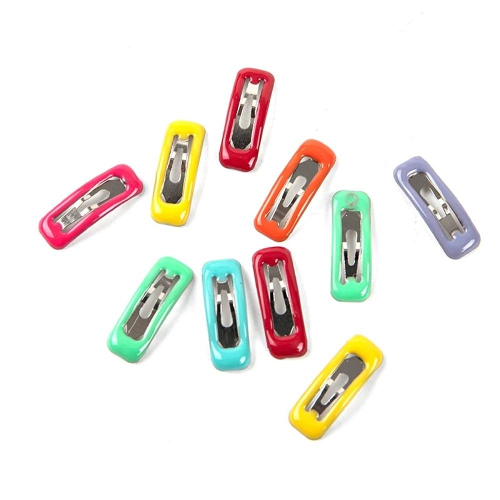 10Pcs/set Fashion Side Clip 2cm Mini Cute Hair Clip 2cm Hair Clip Color Baking Paint Mini Hair Pins Mini Cute Doll Head Clips Mini Metal Baby