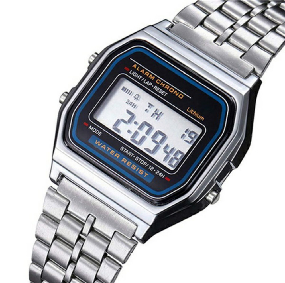 【Popular】Luxury Stainless Steel Digital Alarm Stopwatch LED Watch Women Men Fashion Bracelet Wrist Watch Clock relogio feminino masculino