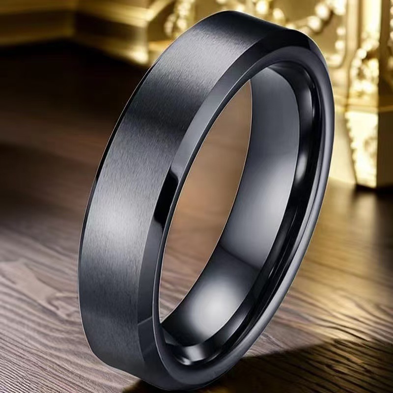 【New arrival】Stainless steel ring jewelry does not fade niche design ins wind does not fade gold men's tide 6mm dumb face plain ring