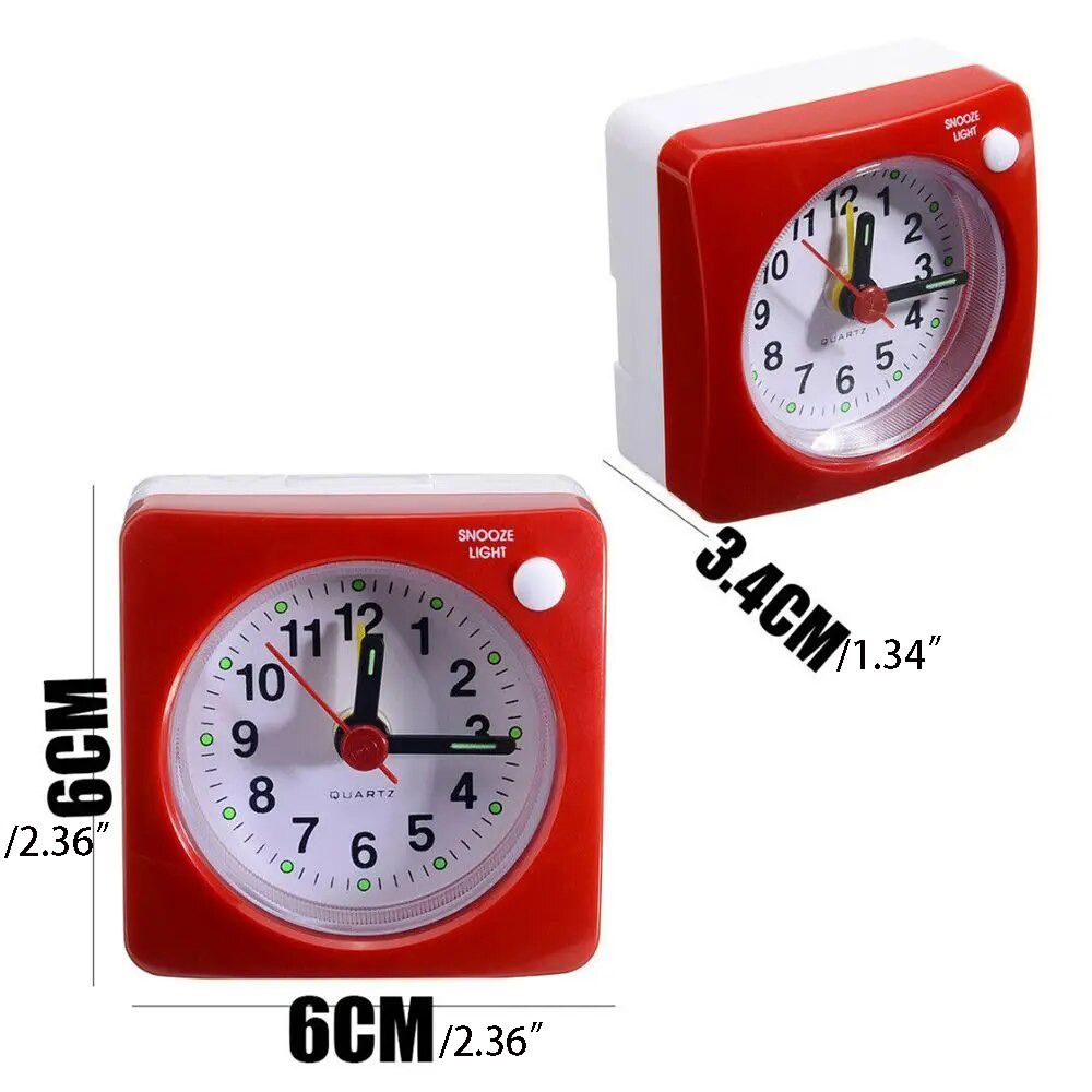 Practical Mini Small Travel Clock Portable Mute Square Alarm Clock With Light Student Silent Clock Home