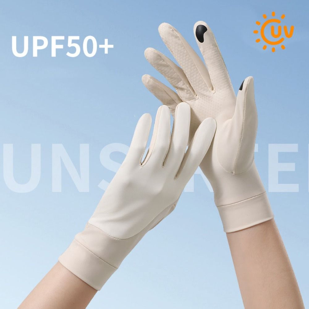 Pair Mittens Ice Silk Thin Sunscreen Gloves Anti-UV Elastic Touch Screen Ice Silk Gloves Comfortable Breathable Cycling Driving Gloves Riding Driving