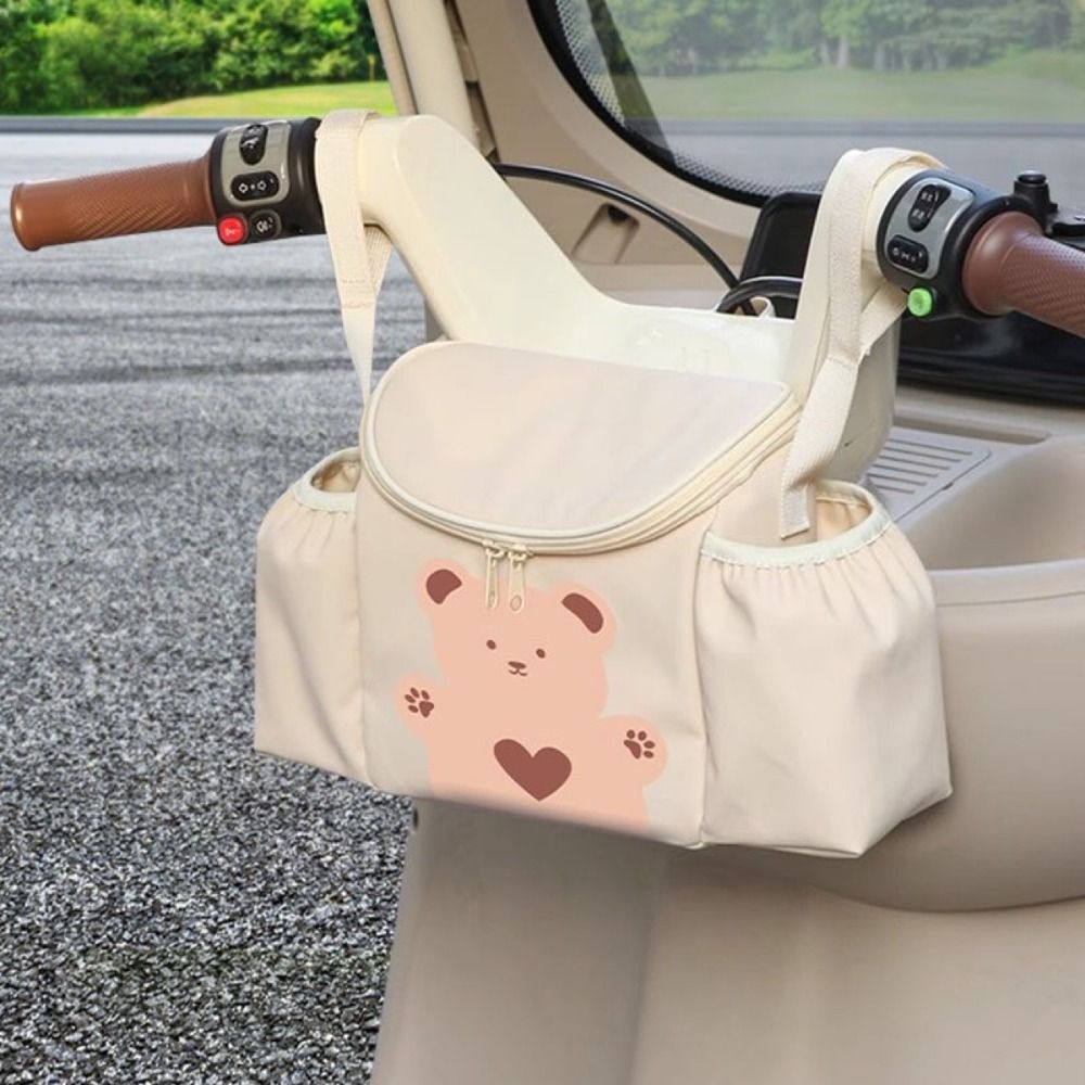 Portable Universal Bicycle Handlebar Bag Cartoon PU Electric Vehicles Storage Bag Waterproof Large Capacity Riding Front Handle Hanging Bag Outdoor