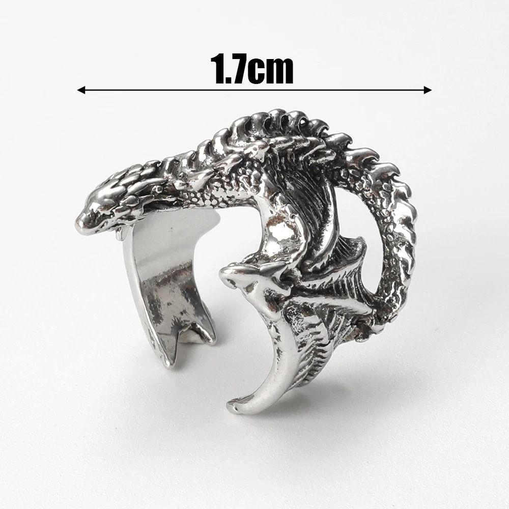 Fashion Punk Style Dragon Rings Adjustable Vintage Pterosaur Wings Ring Opening Gothic Black Dragon Rings For Men