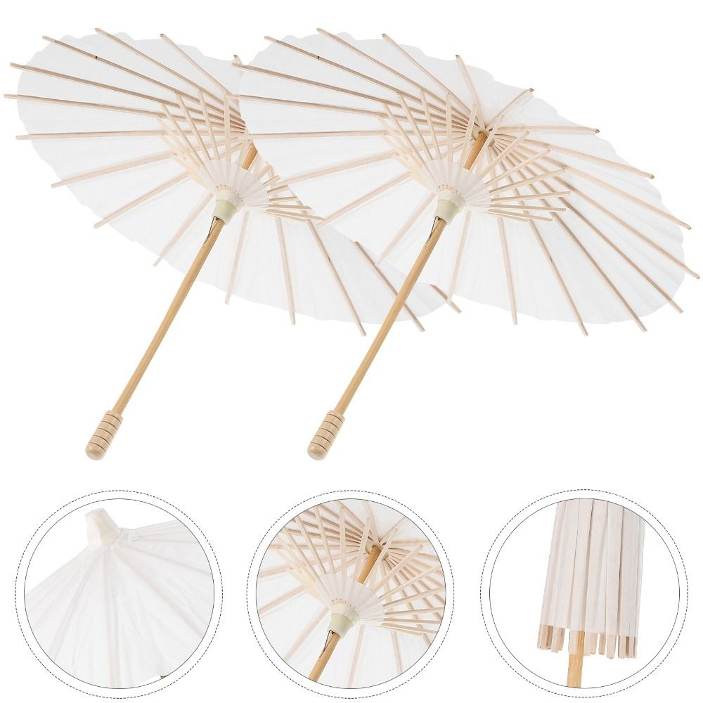 Vintage 1Pcs Oil Paper Decorative Wedding Birthday Anniversary DIY Long-handle Photography Prop Paper Umbrella Painting Supplies Dance Prop